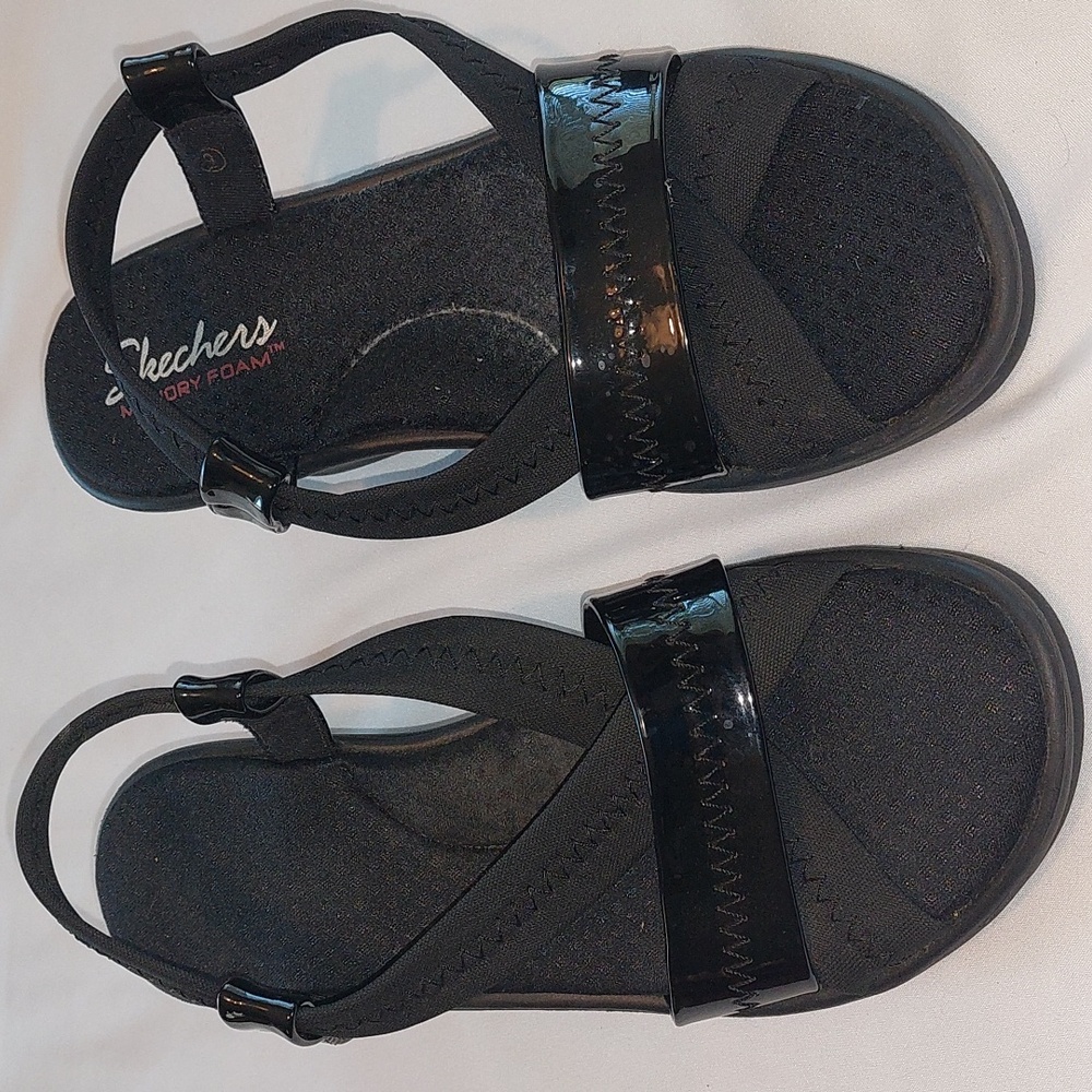 Sketchers Memory foam Black wedged Heel Sandle .Size 9 - Picture 6 of 6